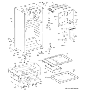 Cabinet Diagram and Parts List for GTH17JBDDRWW  General Electric Refrigerator