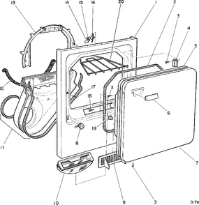 CABINET FRONT & DOOR Diagram and Parts List for 64100149  General Electric Dryer