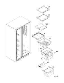 FF SHELVES Diagram and Parts List for GSR23KGTAWW  General Electric Refrigerator