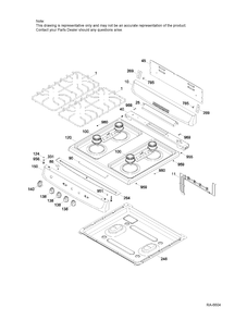 BACKGUARD & COOKTOP Diagram and Parts List for MGAS724EL5WW  General Electric Range