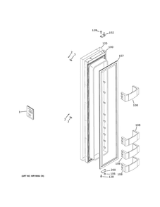 Freezer Door Diagram and Parts List for ZISS480NNKSS  General Electric Refrigerator