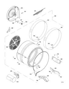 DRUM Diagram and Parts List for GFMN245GL0MS  General Electric Dryer