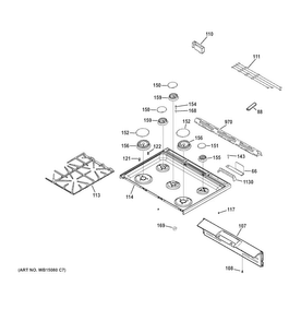 Cooktop Diagram and Parts List for CGS975SED4SS  General Electric Range