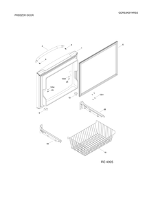 FREEZER DOOR Diagram and Parts List for GDRS3KBYKRSS  General Electric Refrigerator