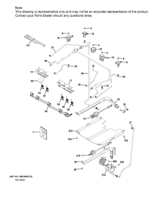 GAS & BURNER PARTS Diagram and Parts List for JCGSS66SEL1SS  General Electric Range