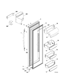 FRESH FOOD DOOR Diagram and Parts List for PSR26RSWASS  General Electric Refrigerator