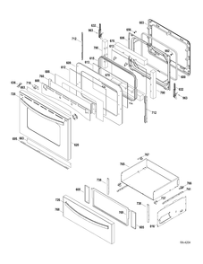 DOOR-DRAWER Diagram and Parts List for JCBP820ST1SS  General Electric Range