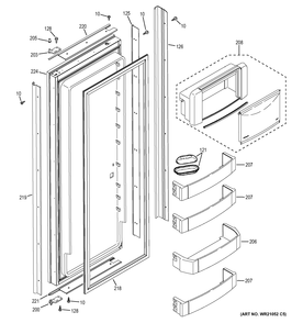 FRESH FOOD DOOR Diagram and Parts List for ZISB360DHC  General Electric Refrigerator