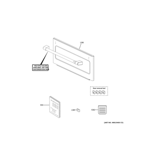 Microwave Door Diagram and Parts List for CTC912P2N3S1  General Electric Microwave Oven Combo