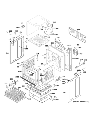 Body Parts Diagram and Parts List for PGB930SEJ6SS  General Electric Range