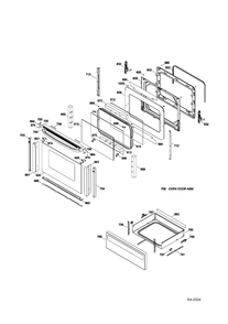 DOOR & DRAWER Diagram and Parts List for MCB757DR4WW  General Electric Range