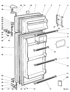 DOOR ASSEMBLY Diagram and Parts List for 32240-1  General Electric Refrigerator