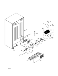 SEALED SYSTEM & MOTHERBOARD Diagram and Parts List for DSRS5KGXGFGS  General Electric Refrigerator