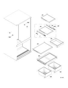 FF SHELVES Diagram and Parts List for GDRC0HBYARWW  General Electric Refrigerator