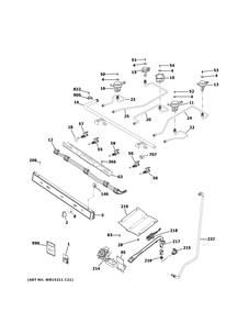 Gas And Burner Parts Diagram and Parts List for JGBS66EEK4ES  General Electric Range