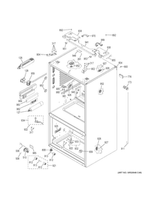 Case Parts Diagram and Parts List for GFE26GGKCBB  General Electric Refrigerator