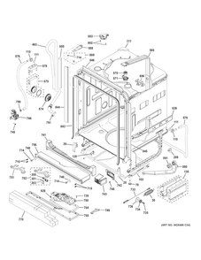 Body Parts Diagram and Parts List for PDT845SSJ0SS  General Electric Dishwasher