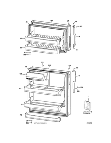 Doors Diagram and Parts List for JCB840SF3SS  General Electric Refrigerator