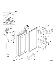 Ff Door Left Diagram and Parts List for PGS25SKEAFSS  General Electric Refrigerator