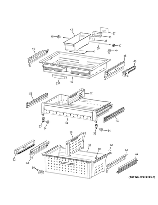 Part Location Diagram of WR02X36806 GE WHITE FREEZER UPPER BASKET ROLLER