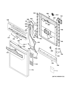 Escutcheon And Door Assembly 1 Diagram and Parts List for PDP715SBN5TS  General Electric Dishwasher
