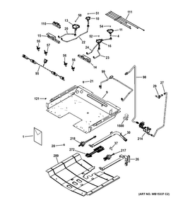 Gas & Burner Parts Diagram and Parts List for JGS650DEF2WW  General Electric Range