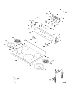 CONTROLS & COOKTOP Diagram and Parts List for JCBP67SP1SS  General Electric Range