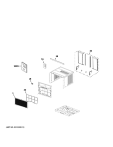 Room Air Conditioner Diagram and Parts List for AKLK14AAG1  General Electric Air Conditioner