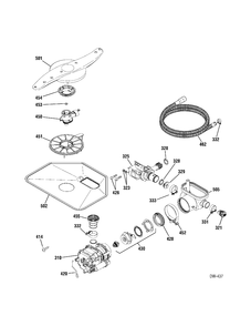 MOTOR & PUMP Diagram and Parts List for PDW7712N00BB  General Electric Dishwasher