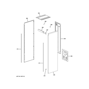 Outer Cabinet Diagram and Parts List for PFH18HSPV0MC  General Electric Dryer