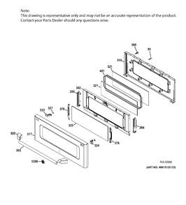 UPPER DOOR Diagram and Parts List for CCGS990SET4SS  General Electric Range