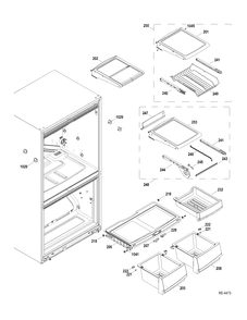 FF SHELVES Diagram and Parts List for PDRS0MBYELSS  General Electric Refrigerator