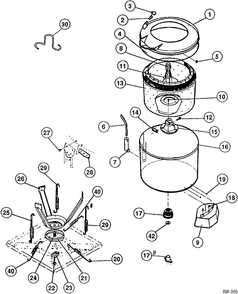 TUB, BASKET & AGITATOR Diagram and Parts List for GW7100KW129  General Electric Washer