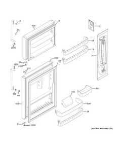 Doors Diagram and Parts List for GTS22KMNDRES  General Electric Refrigerator