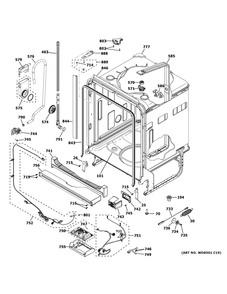 Body Parts Diagram and Parts List for GDT645SYN3FS  General Electric Dishwasher