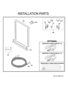 Installation Parts Diagram and Parts List for GDF650SYV1FS  General Electric Dishwasher