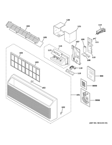 Grille & Control Parts Diagram and Parts List for AZ45E07EACW6  General Electric Air Conditioner