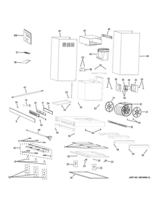 Range Hood Diagram and Parts List for UVW9361BL2TS  General Electric Range Hood