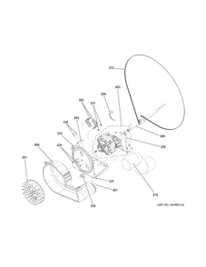 Blower & Motor Diagram and Parts List for GUD27ESSJ0WW  General Electric Washer Dryer Combo