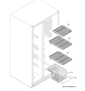 Freezer Shelves Diagram and Parts List for GSS25CGHECWW  General Electric Refrigerator