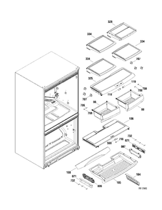 FRESH FOOD SHELVES Diagram and Parts List for PFSF5PJXACC  General Electric Refrigerator