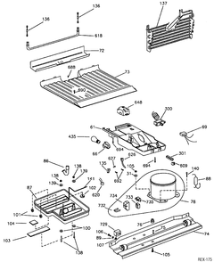SYSTEM GROUP Diagram and Parts List for TBC14SAZARWW  General Electric Refrigerator