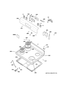 Control Panel And Cooktop Diagram and Parts List for RBS360DM2WW  General Electric Range