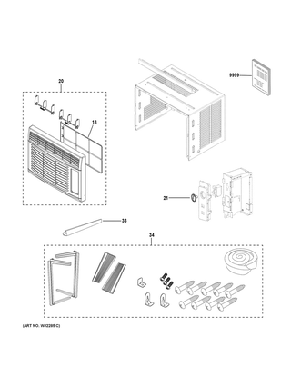 Part Location Diagram of WJ71X23860 GE Front Panel Assembly