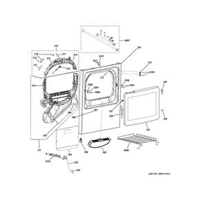 Front Panel And Door Diagram and Parts List for PTD80GBPT0RS  General Electric Dryer