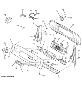 Control Panel Diagram and Parts List for JB870DF3BB  General Electric Range