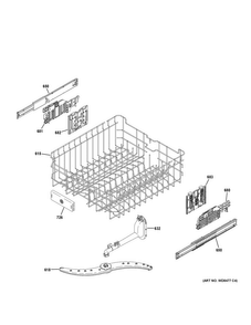 Upper Rack Assembly Diagram and Parts List for GDT590SSJ7SS  General Electric Dishwasher