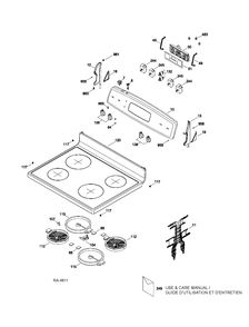 CONTROL PANEL & COOKTOP Diagram and Parts List for JCBP61SP1SS  General Electric Range