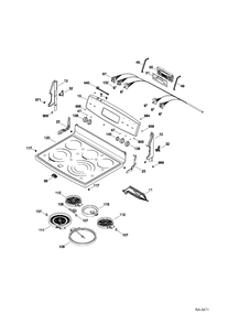 CONTROL PANEL & COOKTOP Diagram and Parts List for PCB900DR3WW  General Electric Range