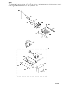 ICE MAKER & DISPENSER Diagram and Parts List for DSRS3KGXHFGS  General Electric Refrigerator